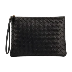 Schwarze Lederclutch