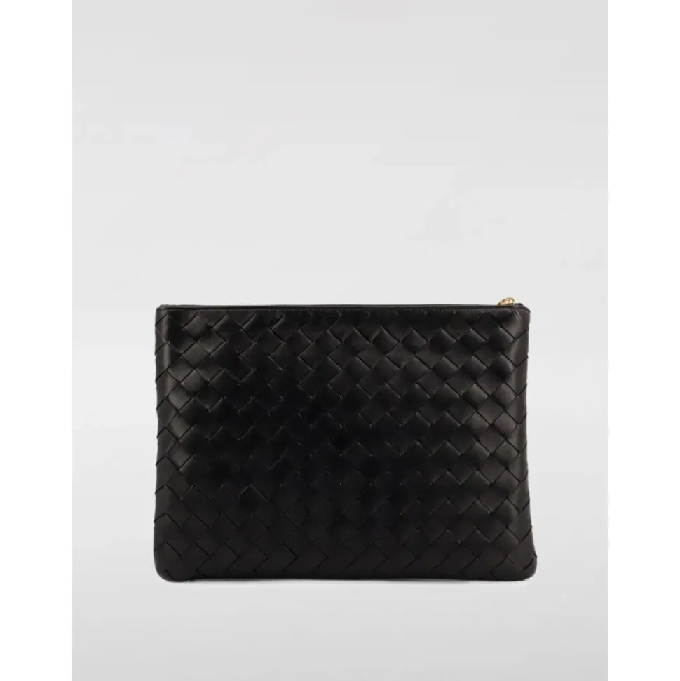 Schwarze Lederclutch