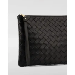 Schwarze Lederclutch