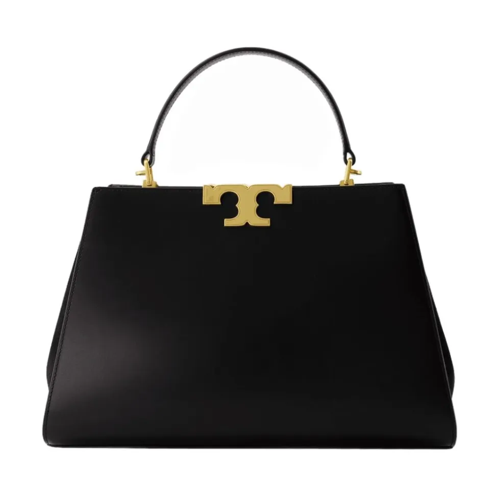 Schwarze Leder-Crossbody-Tasche mit Klappenverschluss