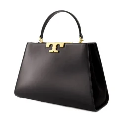 Schwarze Leder-Crossbody-Tasche mit Klappenverschluss