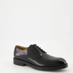Schwarze Leder-Derbyschuhe für Herren