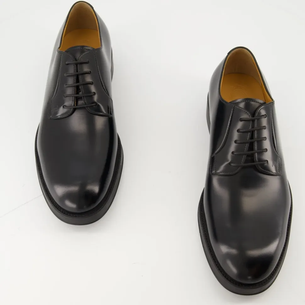 Schwarze Leder-Derbyschuhe für Herren