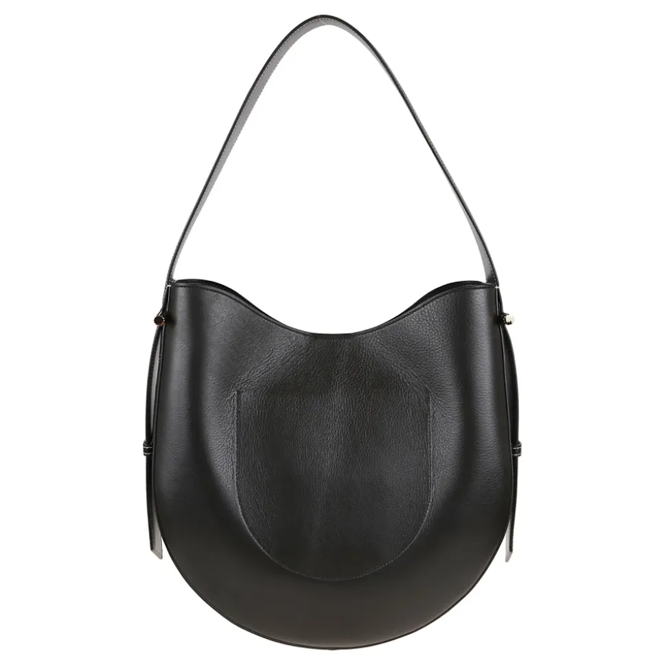 Schwarze Lederhandtasche