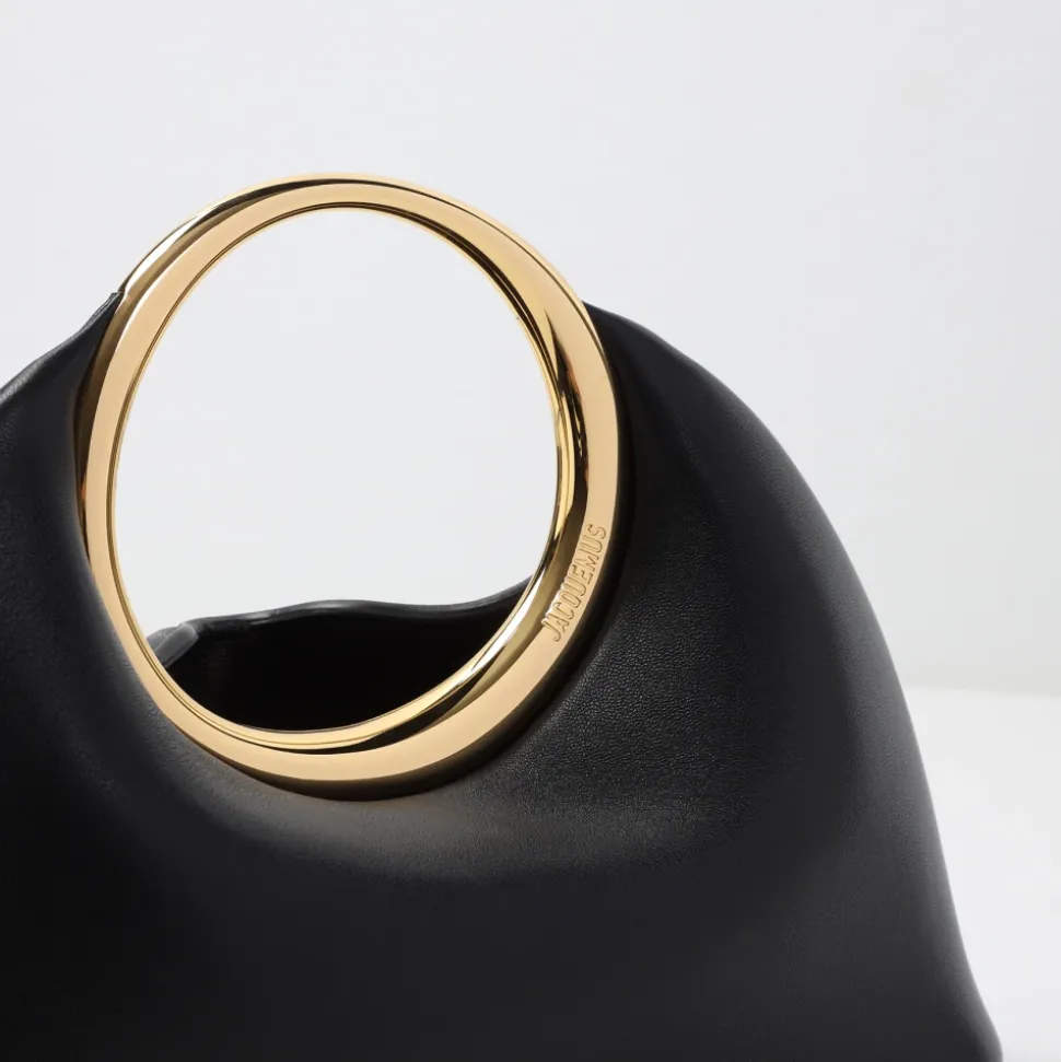 Schwarze Lederhandtasche