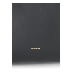 Schwarze Lederhandtasche mit geflochtenem Griff