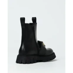 Schwarze Lederknöchelstiefel mit Schnalle