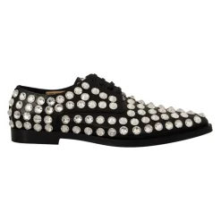 Schwarze Lederkristall-Schnürschuhe
