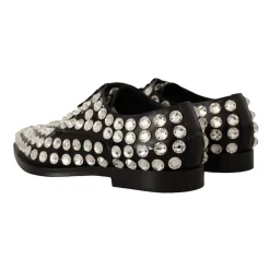 Schwarze Lederkristall-Schnürschuhe