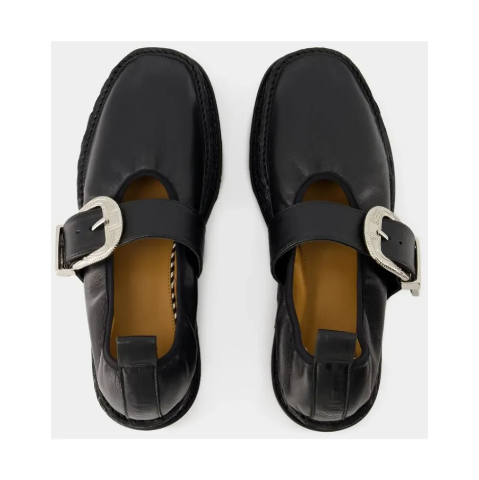 Schwarze Lederloafers - Mandelförmige Spitze