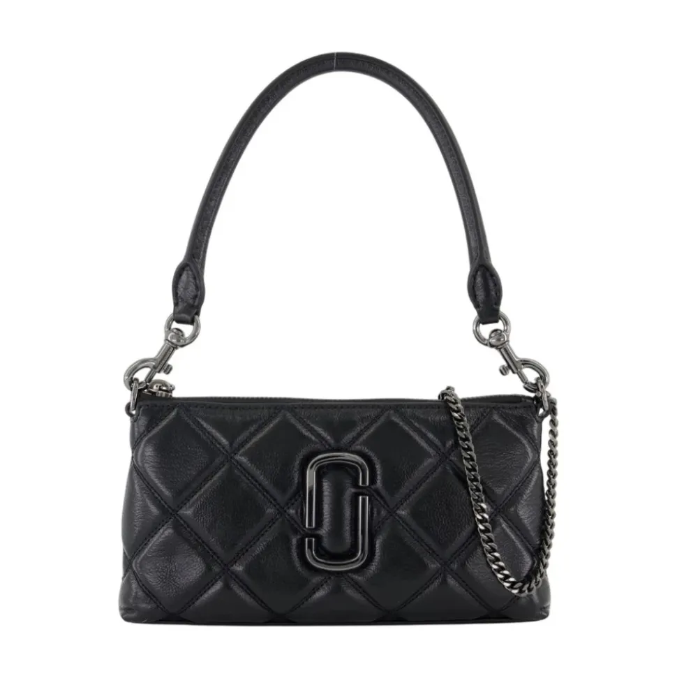 Schwarze Leder-Pochette mit Tragegriff