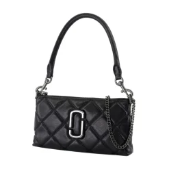 Schwarze Leder-Pochette mit Tragegriff