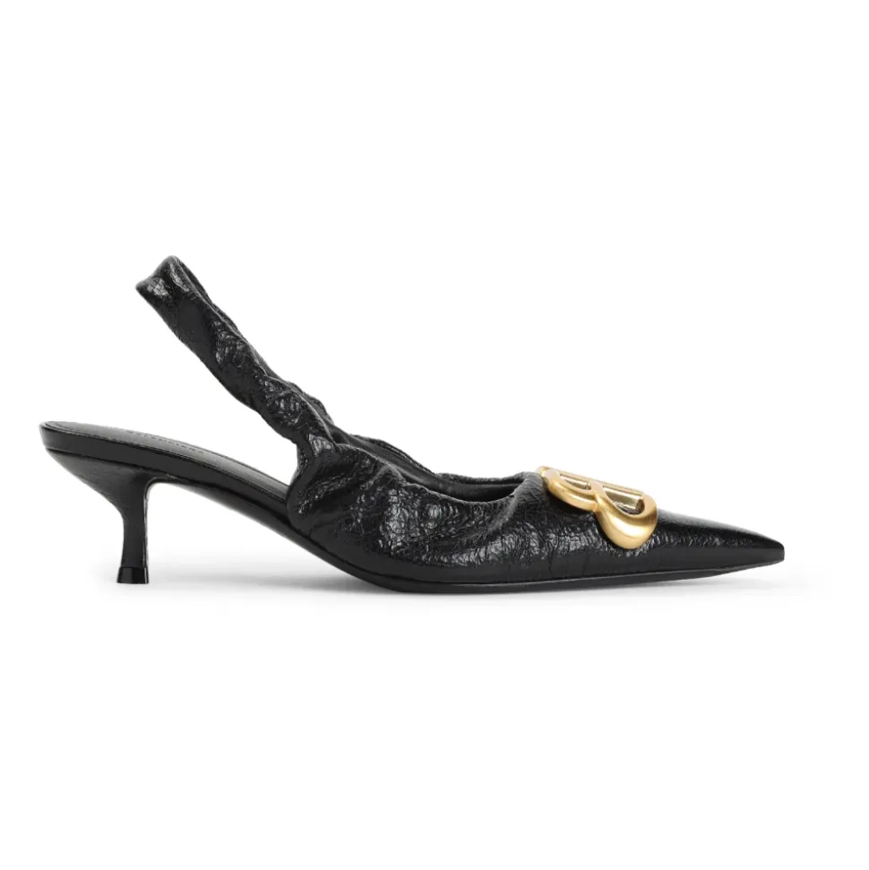 Schwarze Lederpumps für Frauen