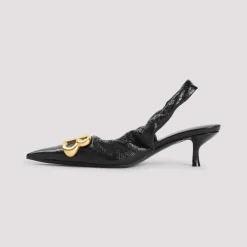 Schwarze Lederpumps für Frauen