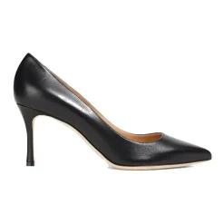 Schwarze Lederpumps mit Spitzer Zehenpartie