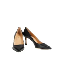 Schwarze Lederpumps mit Spitzer Zehenpartie