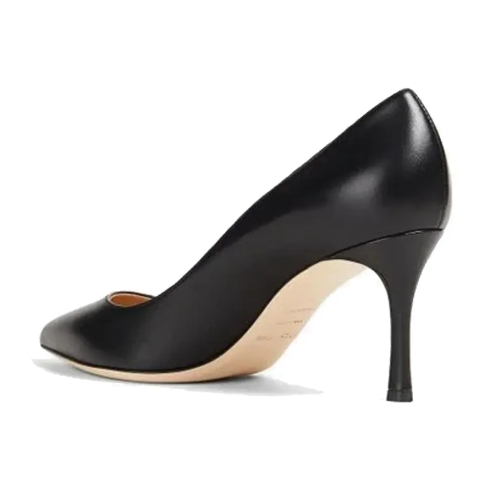 Schwarze Lederpumps mit Spitzer Zehenpartie