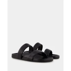 Schwarze Ledersandalen