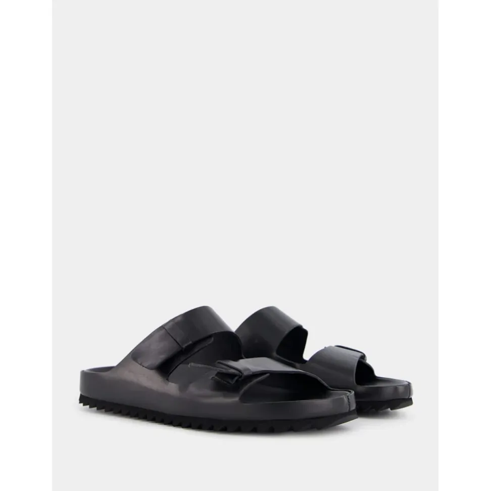 Schwarze Ledersandalen