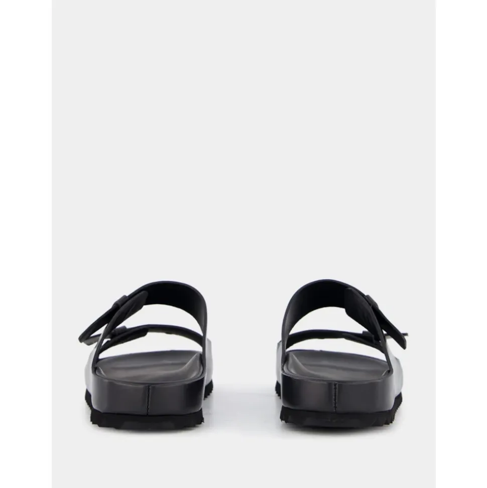 Schwarze Ledersandalen