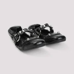 Schwarze Ledersandalen für Frauen