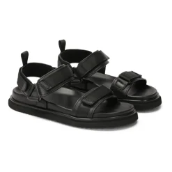 Schwarze Ledersandalen mit Klettverschlüssen