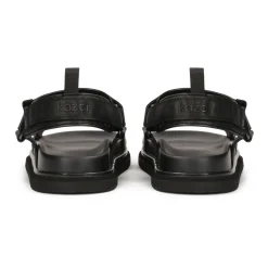 Schwarze Ledersandalen mit Klettverschlüssen