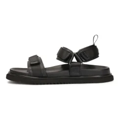 Schwarze Ledersandalen mit Klettverschlüssen