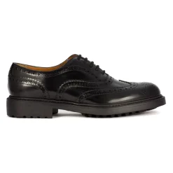 Schwarze Lederschnürschuhe mit Schwalbenschwanz