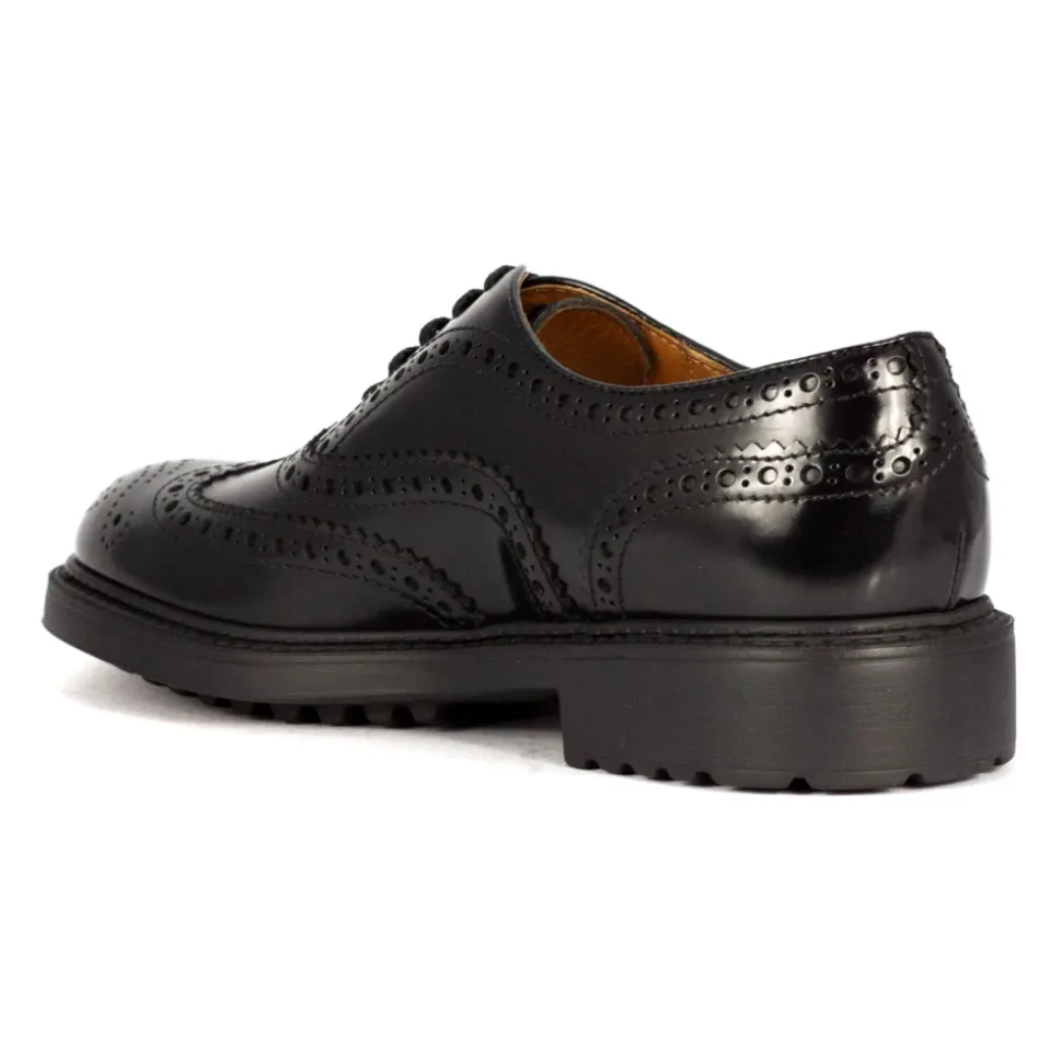 Schwarze Lederschnürschuhe mit Schwalbenschwanz