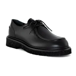 Schwarze Lederschnürschuhe Leichte Sohle