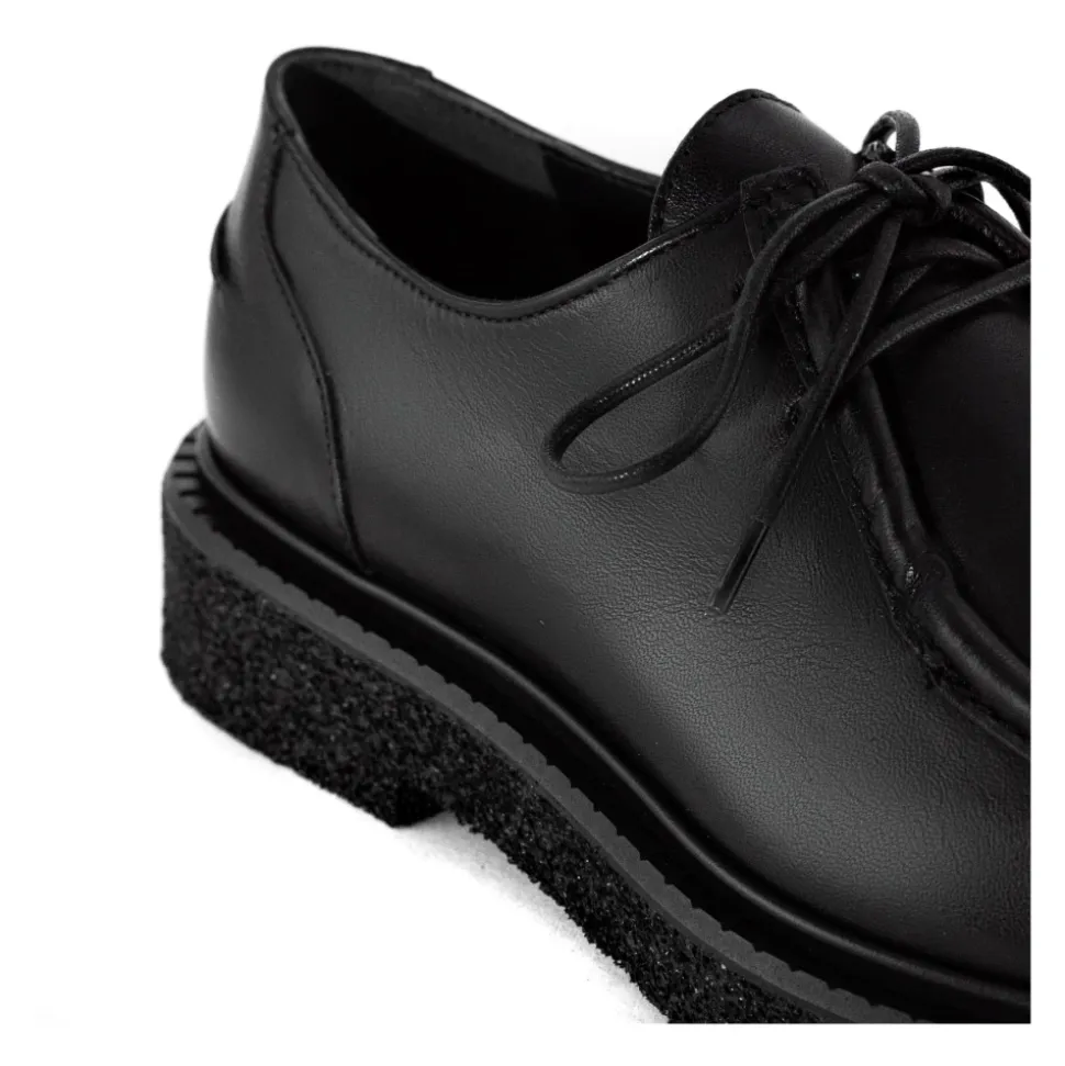 Schwarze Lederschnürschuhe Leichte Sohle