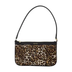Schwarze Leder-Schultertasche mit Top-Griff