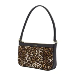 Schwarze Leder-Schultertasche mit Top-Griff