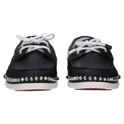 Schwarze Lederslipper mit Nieten