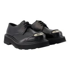 Schwarze Leder-Smile-Derbies
