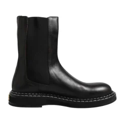 Schwarze Lederstiefel mit Logo