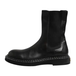 Schwarze Lederstiefel mit Logo