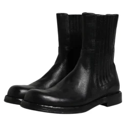 Schwarze Lederstiefel Schuhe