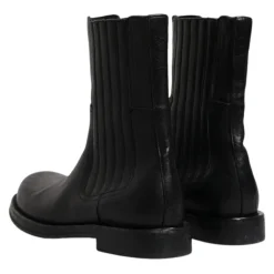 Schwarze Lederstiefel Schuhe