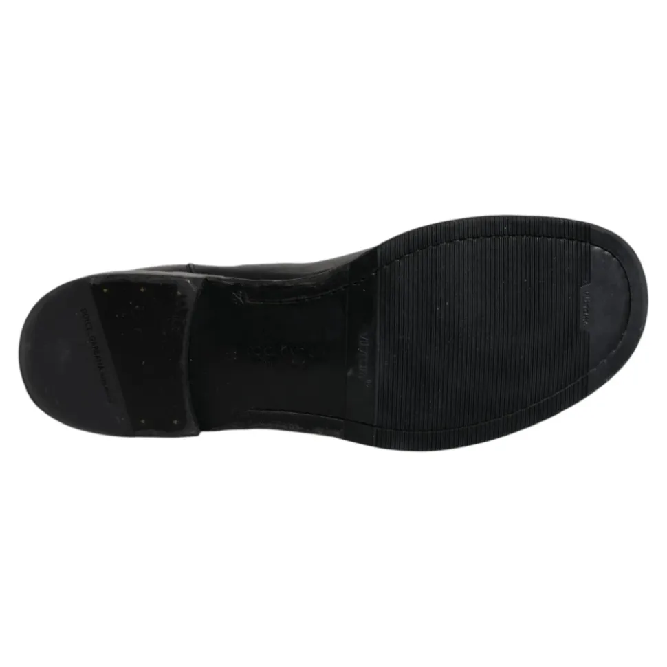 Schwarze Lederstiefel Schuhe