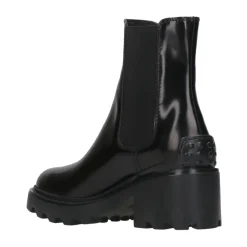 Schwarze Lederstiefeletten mit Elastischen Einsätzen