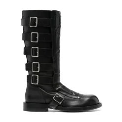Schwarze Lederstiefeletten mit seitlichem Reißverschluss