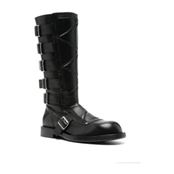 Schwarze Lederstiefeletten mit seitlichem Reißverschluss
