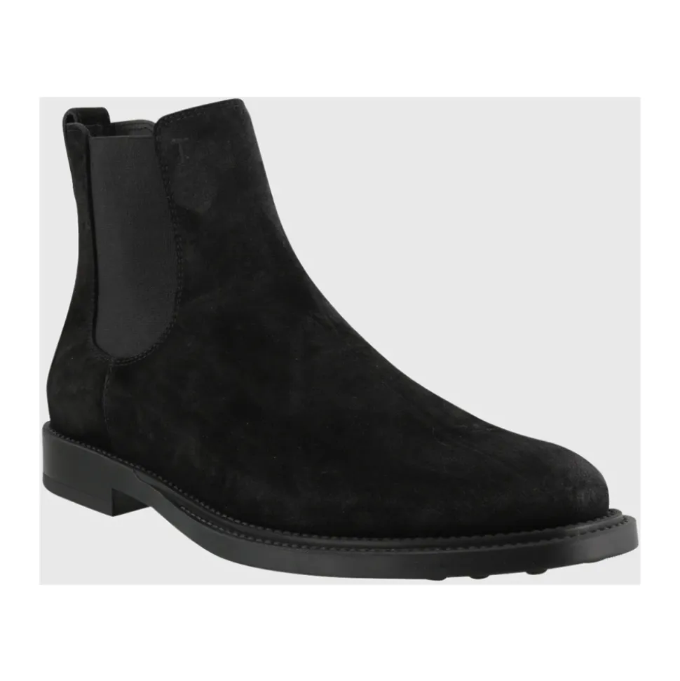 Schwarze Leder-Stiefeletten