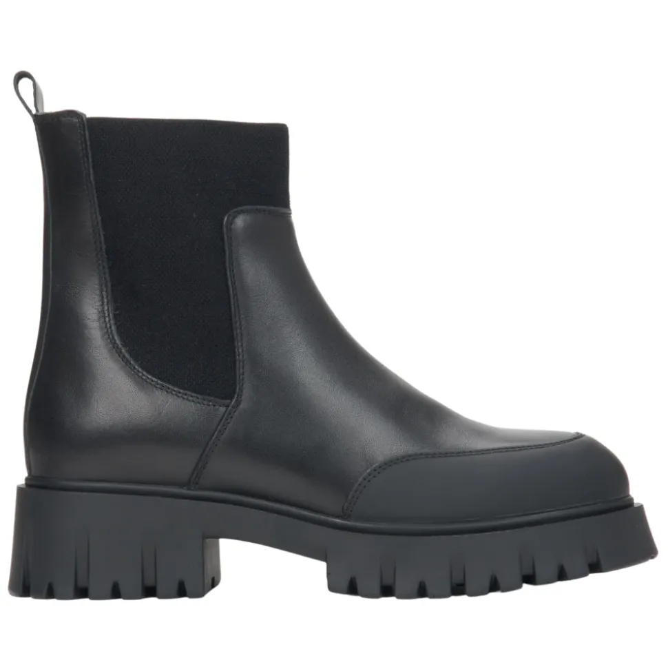 Schwarze Leder-Stiefeletten