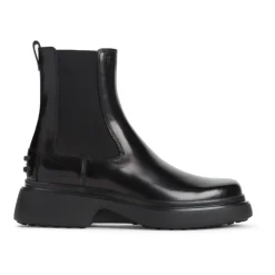 Schwarze Leder-Stiefeletten für Frauen