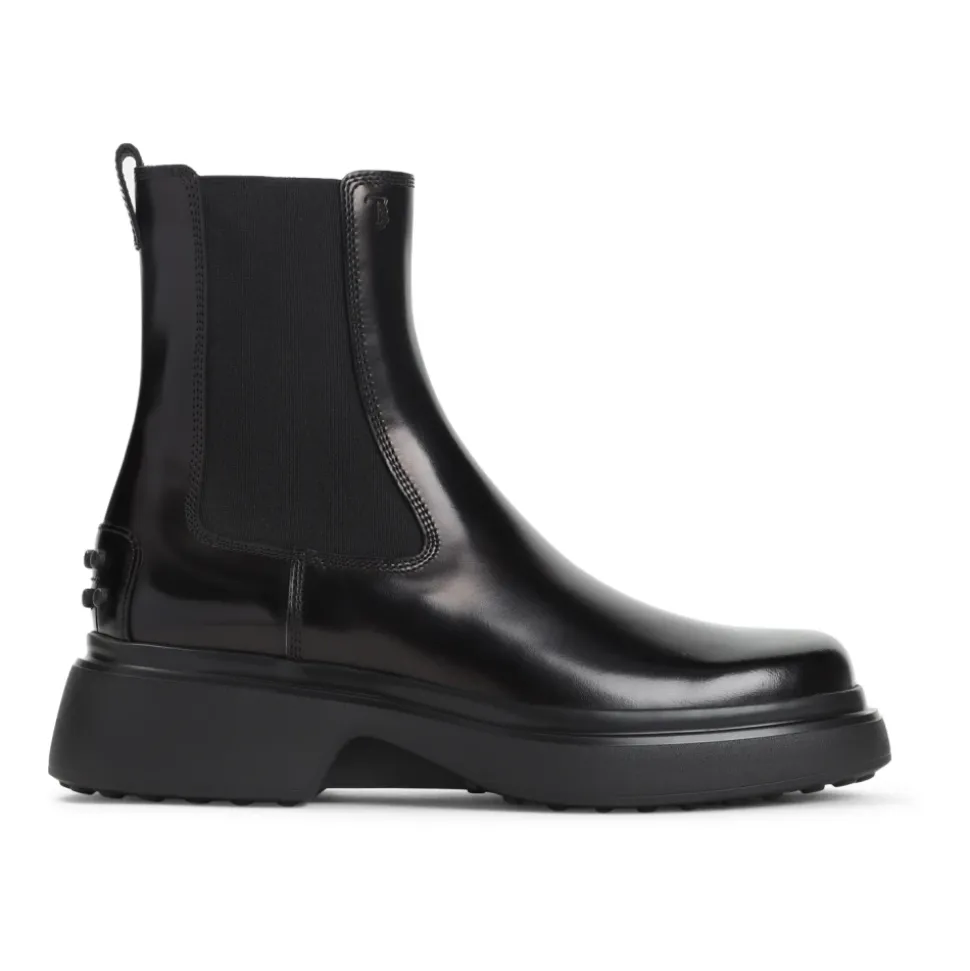 Schwarze Leder-Stiefeletten für Frauen