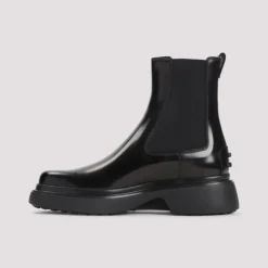 Schwarze Leder-Stiefeletten für Frauen