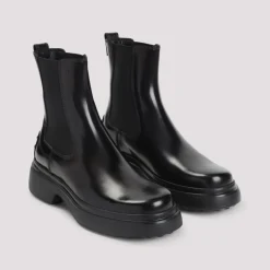 Schwarze Leder-Stiefeletten für Frauen